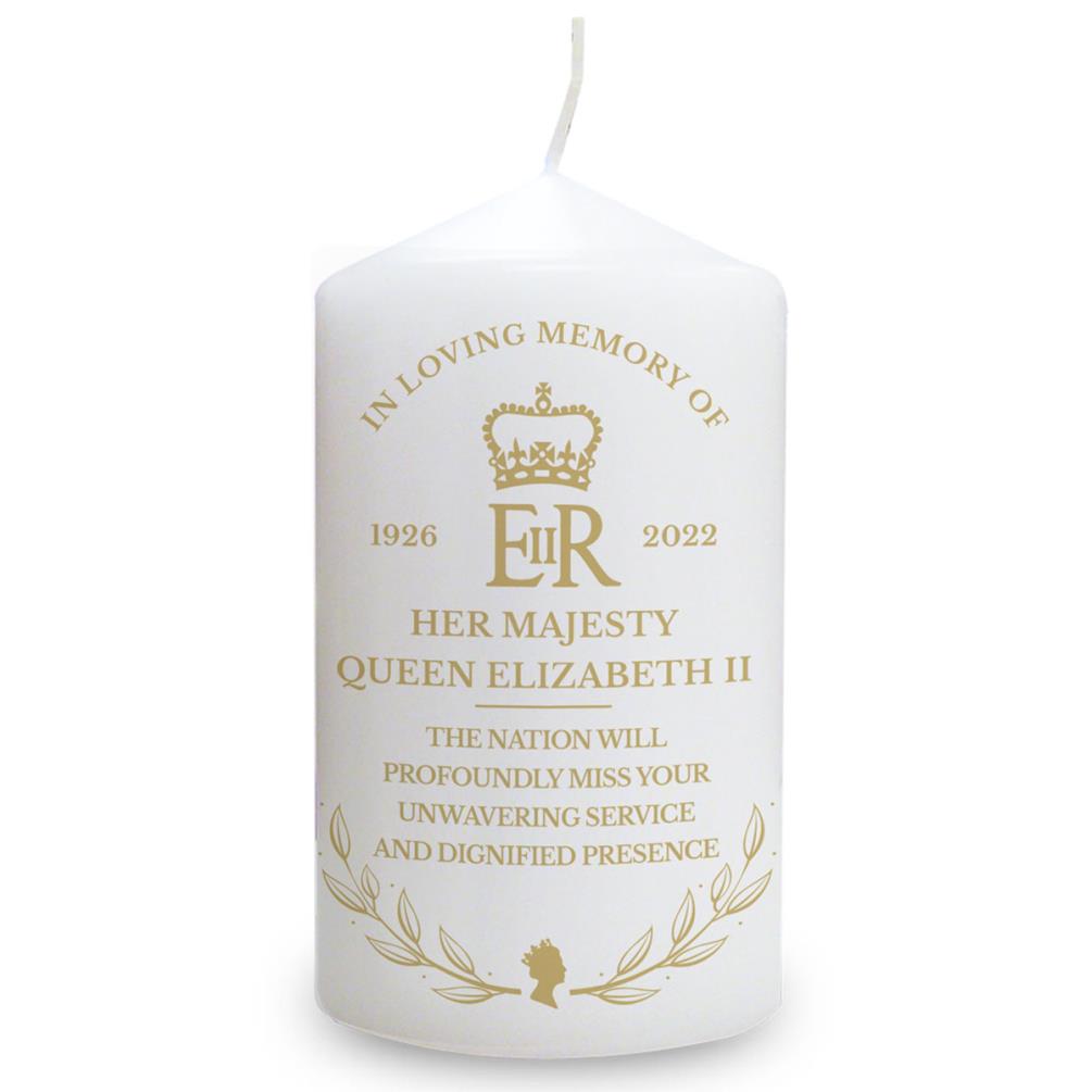 Personalised Queens Commemorative Wreath Pillar Candle £11.69